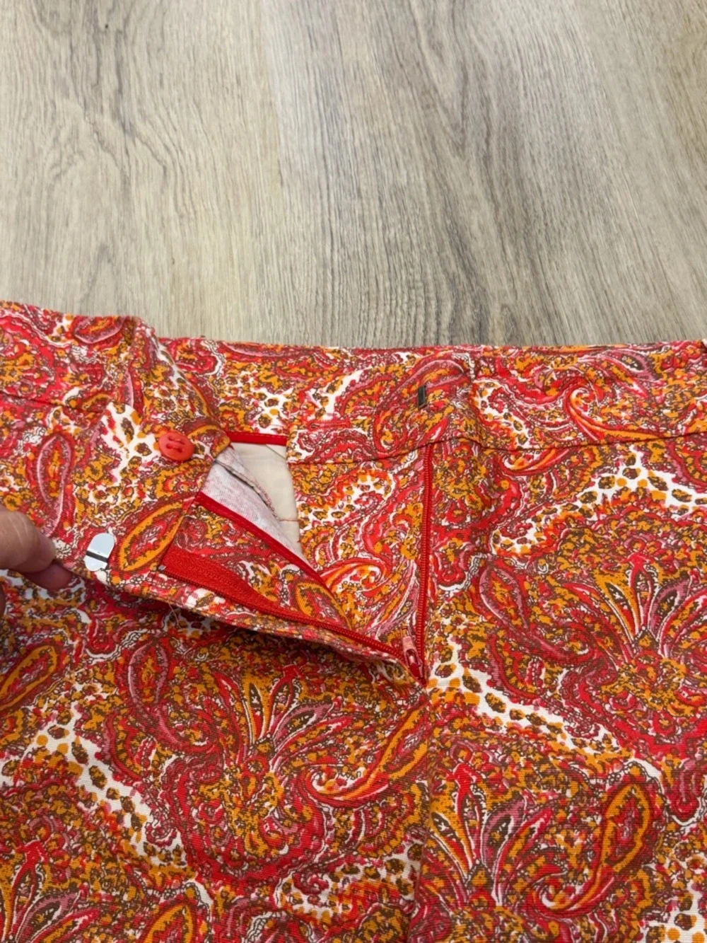 Talbots Paisley Print Tapestry Shorts in Red-Orange